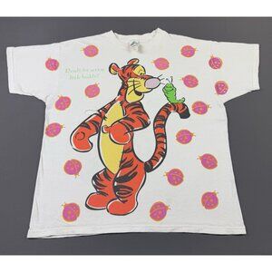 Rare Vintage 90s Disney Tigger AOP Art Ready For Action Little Buddy Show Movie